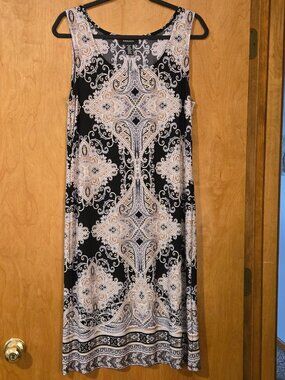 R&M Richards Women's Sleeveless Sheath Tank Dress size 10 Medium Black/Tan